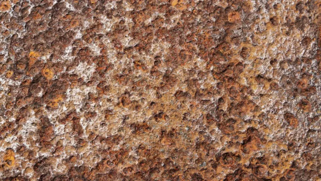 Close up view of pitting corrosion